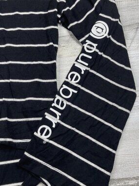 Pure Barre cropped black striped tee // M